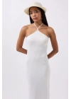 Çapraz Askılı Maxi Elbise