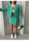 Ceketli etek takım chl kumaş yeşil h24443