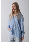 Cepli Oversize Gömlek - Koyu Mavi