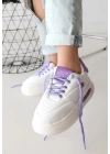 Chris Beyaz Cilt Lila Detaylı Bağcıklı Spor Ayakkabı