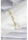Çiçek Model Zirkon Taşlı Gold Renk Pirinç Su Yolu Kadın Bileklik