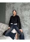 Çift renkli kısa gömlek siyahbeyaz s4021