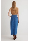 Çift yırtmaçlı jean etek s140