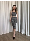 Çizgili etek crop takım