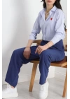 Çizgili Kalpli Gömlek Açıkmavibeyaz - 30108.1874.