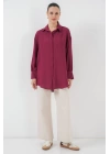 Çizgili Uzun Gömlek Tunik 5963 - Bordo