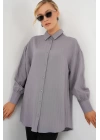 Çizgili Uzun Gömlek Tunik 5963 - Gri