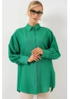 Çizgili Uzun Gömlek Tunik 5963 - Yeşil