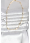 CM 14K Gold Renk Burgu Zincirli Damla Topçuk Model 45 cm Kadın Kolye