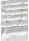 CM 14K Gold Renk Damla Topçuk Model Zincirli 60 cm Kadın Kolye