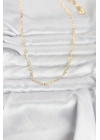 CM 14K Gold Renk Lazer Zincirli Model 60 cm Kadın Kolye