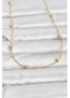 CM 14K Gold Renk Topçuklu Burgu Zincir Model 60 cm Kadın Kolye