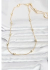 CM 14K Gold Renk Topçuklu Burgu Zincir Model 60 cm Kadın Kolye