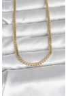 CM 14K Gold Renk Yassı Ezme Zincir Model 60 cm Kadın Kolye