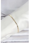 CM 14K Gold Renk Yassı Ezme Zincir Model Kadın Bileklik