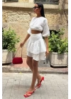 Crop Bluz Ve Kat Kat Etekli Takım 10207