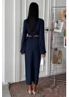 Crop Gömlekli Ve Eteği Büzgülü Tasarım Takım 10195
