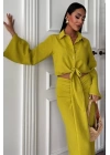 Crop Gömlekli Ve Eteği Büzgülü Tasarım Takım 10195