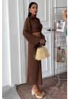 Crop Gömlekli Ve Eteği Büzgülü Tasarım Takım 10195