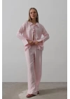 Çzgili Bağlamalı Pantolon Takım - Pembe