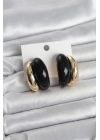 Damla Model Siyah Vintage Gold Renk Kadın Küpe