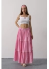 Dantel Detaylı Etek - Pembe