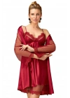 Dantel Detaylı Saten Gecelik ve Sabahlık Takımı Kimono Set