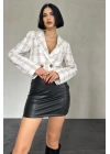 Desenli Crop Ceket
