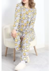 Desenli Poliviskon Pijama Takımı Laciçizgili - 818.1287.