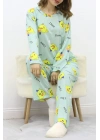 Desenli Poliviskon Pijama Takımı Mintyeşili - 818.1287.