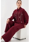 Desenli Tunik Pantolon İkili Takım 6720 - Bordo