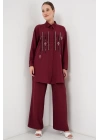 Desenli Tunik Pantolon İkili Takım 6720 - Bordo