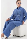 Desenli Tunik Pantolon İkili Takım 6720 - İndigo