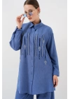 Desenli Tunik Pantolon İkili Takım 6720 - İndigo