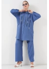 Desenli Tunik Pantolon İkili Takım 6720 - İndigo