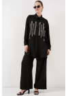 Desenli Tunik Pantolon İkili Takım 6720 - Siyah
