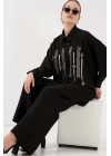 Desenli Tunik Pantolon İkili Takım 6720 - Siyah