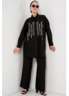 Desenli Tunik Pantolon İkili Takım 6720 - Siyah