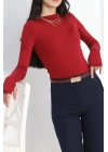 Dik Yaka Parmak Geçmeli Viskon Body Bordo - 40076.599.