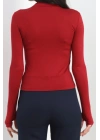 Dik Yaka Parmak Geçmeli Viskon Body Bordo - 40076.599.