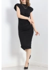 Dik Yaka Vatkalı Elbise Siyah - 30263.1592.
