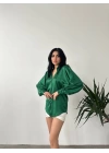 Dökümlü Saten Gömlek