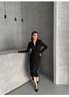 Drape Detaylı Midi Elbise