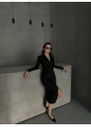 Drape Detaylı Midi Elbise