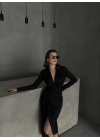 Drape Detaylı Midi Elbise