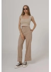 Duble Paça Pantolon - Taş