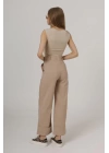 Duble Paça Pantolon - Taş