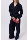 Düğme Detaylı Denim Tulum