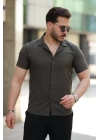 Erkek Apaj Yaka Kısa Kollu Gömlek