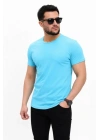 Erkek Basic Tişört Bisiklet Yaka Kısa Kol Günlük Yazlık Slim Fit T-Shirt - Açık Mavi